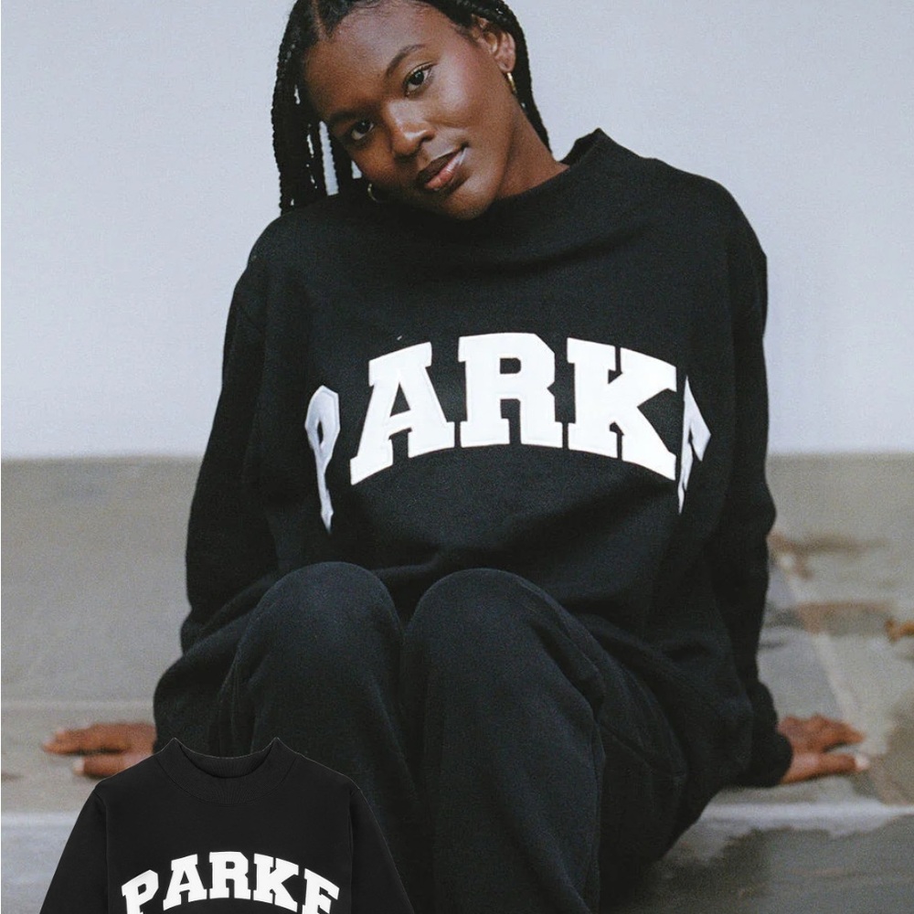 PARKE black + white varsity mockneck